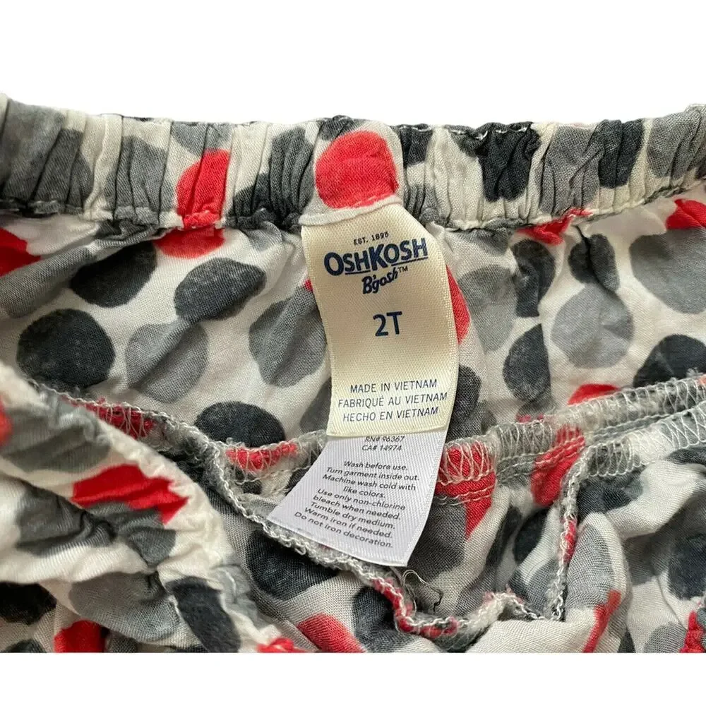OSHKOSH B’GOSH Abstract Dot Viscose Tiered Skirt Size 2T Light Gray White Pink